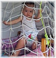 Behind net