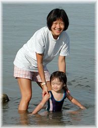 Janet and Robyn in the water