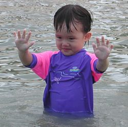 Robyn enjoying a swim in Sentosa