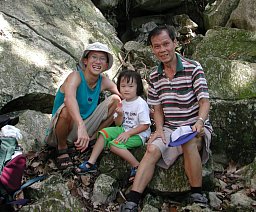 Taking a rest half way up Bukit Takun