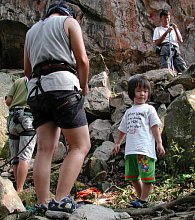 Robyn supervising the SAC rock climbers