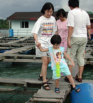 Robyn exploring the kelong with Mummy