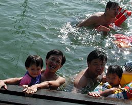 Swimming at the kelong
