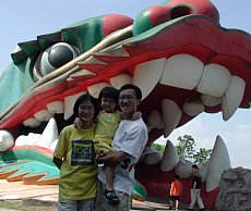 Jin, Robyn and Alvin at Haw Par Villa