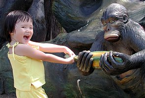 Robyn fighting with monkey