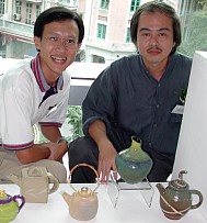 Alvin and potter Chew Seow Phuang at Claylink 2002 Exhibition
