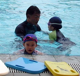 Robyn learning swimming