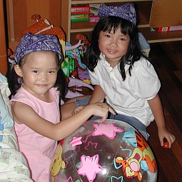 Robyn and Anjelica celebrating the New Year Countdown to 2004