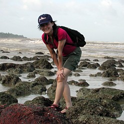 Jin at beach north of Jason Bay