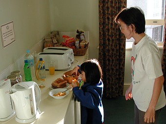 Robyn making breakfast at O'Grady, Fremantle