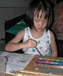 Robyn painting with water color