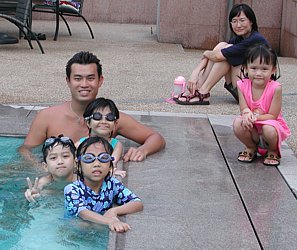 Coach Melvin and the little swimmers 