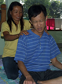 Alvin enjoying a Thai massage