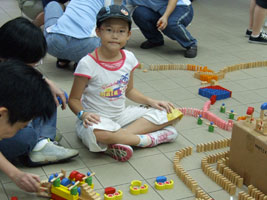 Robyn havng fun with domino