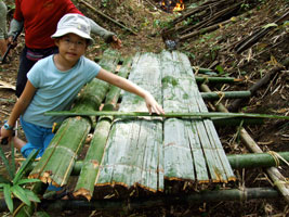 Robyn at the bamboo table