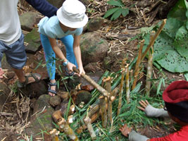 Robyn in action at the dam construction