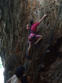 Robyn climbing a 5+ route at 123 Wall