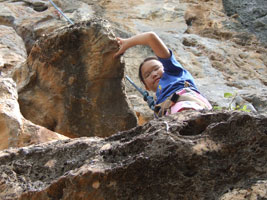 Smiling Robyn on the rock