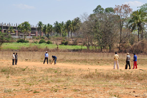 The Golakmalli cricket field where the youth meet every weekend for the game.