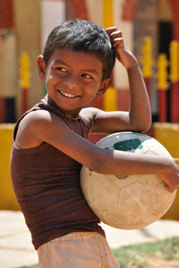Shivakumar is so cute when he plays with the football.