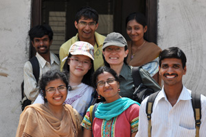 Jin and Robyn with DKP volunteers and Yuvacharyas