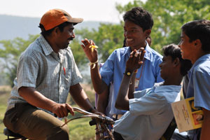 They used all means to tease them into smiling.