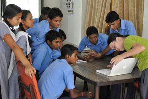As the power outage was so regular and that the inverter was faulty at Hindoljuri Middle School, we got the kids to come to our guesthouse for photo editing.