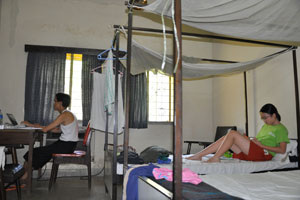 Our AC room in HCL Guesthouse - simple, spacious, quiet and without power outage.