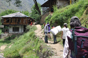 The trail passes by some villages.