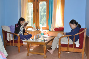 Reading in the lovely homestay