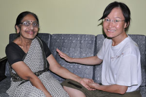 Jin massaged Aunt Geetha every night on her lung meridian