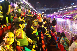 The parade was held on a paveway of water