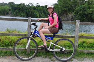 Robyn on her mountain bike