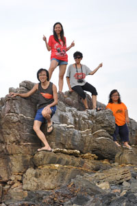 Climbing the rocky rock