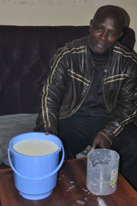 Moses with freshly collected cow milk