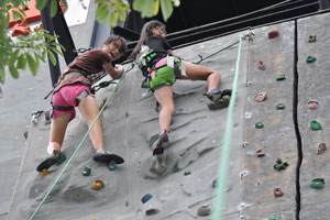 Robyn and Crystalyn topping out at the lower wall!