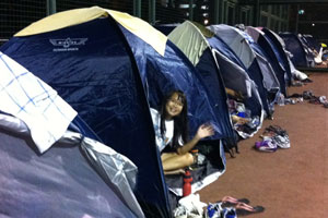 Camping at the tennise courts