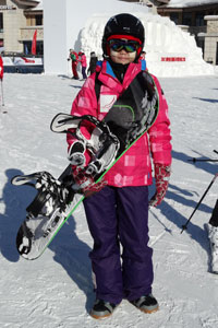Robyn's first attempt at snowboarding