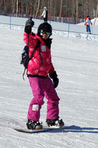 Jin on snowboard