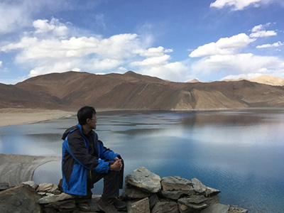 It's a perfect place to meditate in solitude. The lake water changes colours as the day progresses.